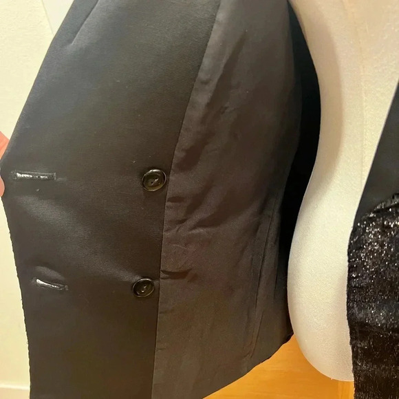 Rachel Zoe Velvet Shimmer Double Breasted Blazer Black NWT Size 2 - Picture 4 of 12